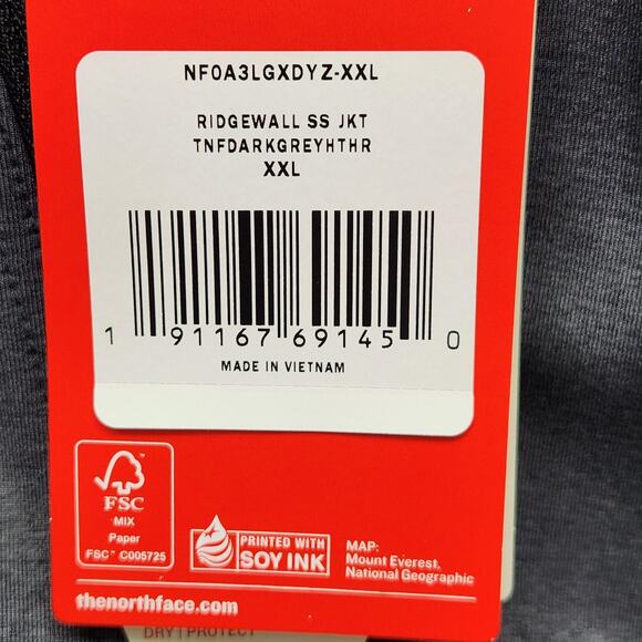 North Face Jacket Mens 2XL Dark Gray Ridgewall Soft Shell WindWall NF0A3LGX - Picture 13 of 16